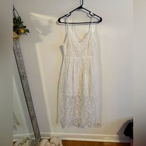 Lace A-Line Sleeveless V-Neck Midi Dress